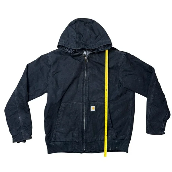 Carhartt Black Full Zip Quilted Lined Hooded Work Jacket Men Size‎ Medium
